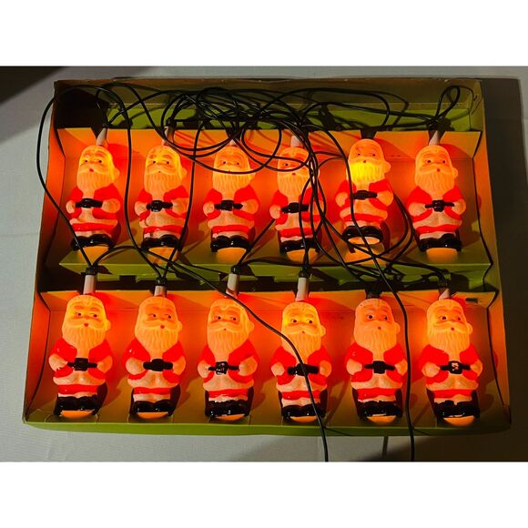 VTG GE Merry Midget 12 Santa Lights Blow Mold TESTED WORK Japan Christmas - Picture 6 of 7